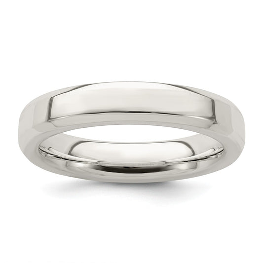 925 Sterling Silver, 4mm Bevel Edge Size 9 Wedding Band