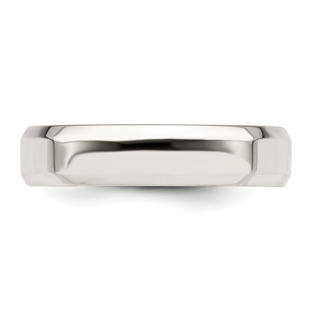 925 Sterling Silver, 5mm Bevel Edge Size 9 Wedding Band
