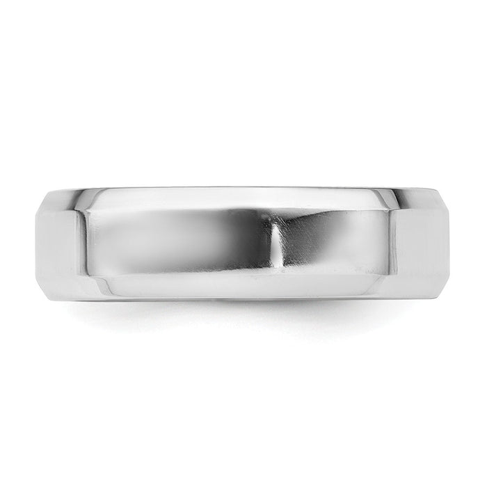 925 Sterling Silver, 6mm Bevel Edge Size 13 Wedding Band