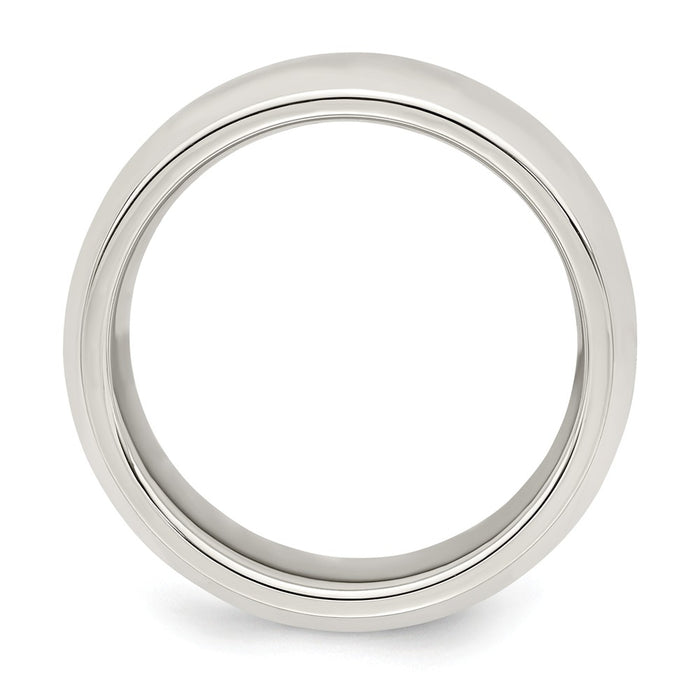 925 Sterling Silver, 7mm Bevel Edge Size 13 Wedding Band