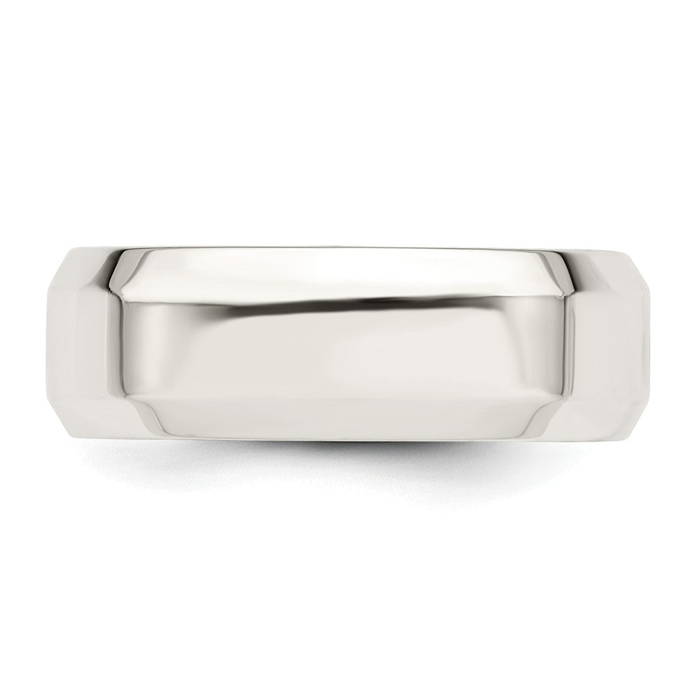 925 Sterling Silver, 7mm Bevel Edge Size 12.5 Wedding Band