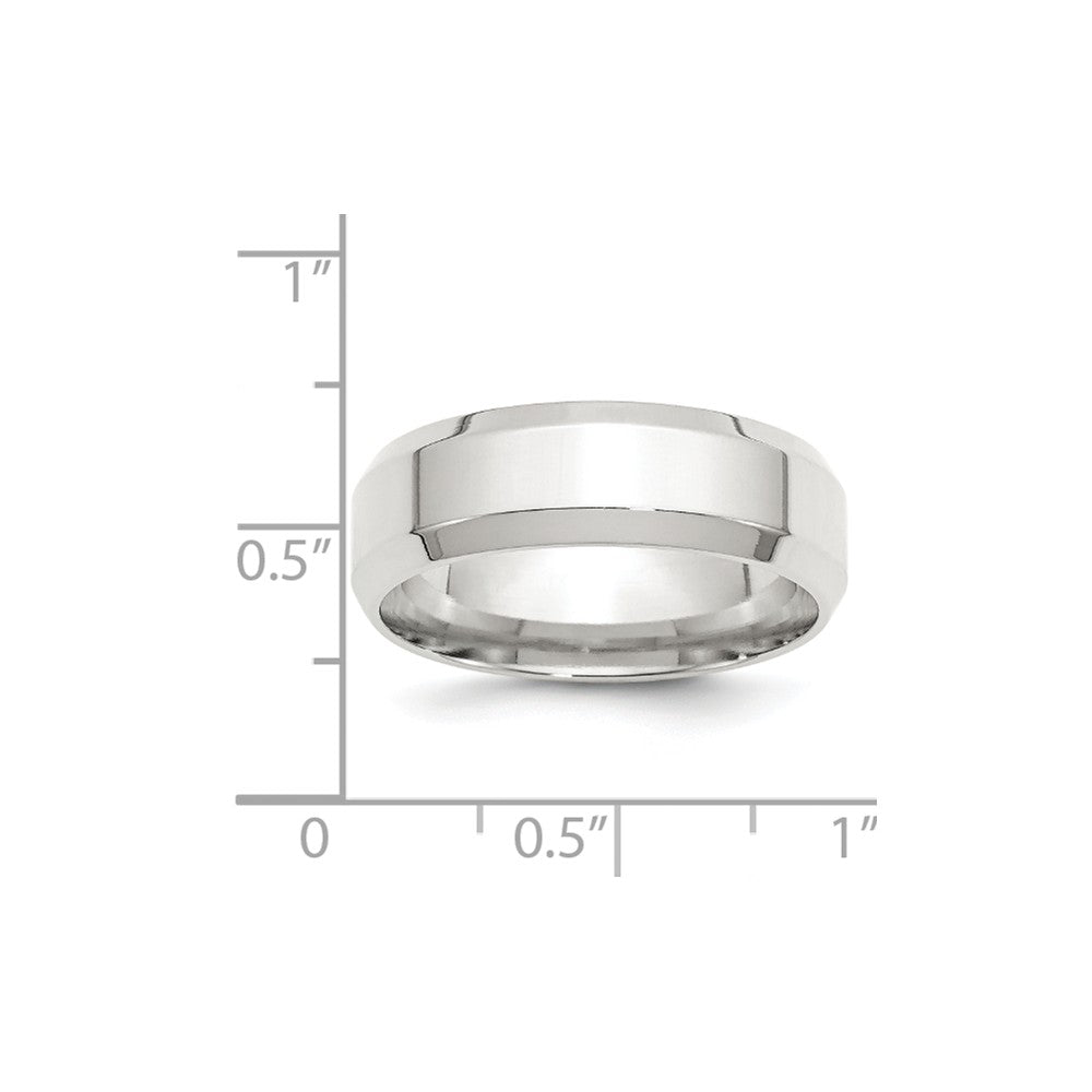925 Sterling Silver, 7mm Bevel Edge Size 11 Wedding Band