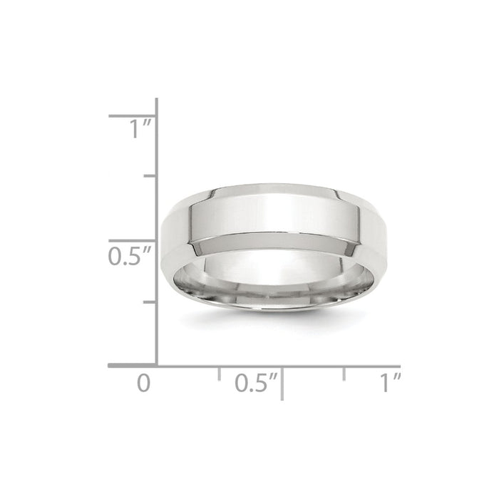 925 Sterling Silver, 7mm Bevel Edge Size 4 Wedding Band