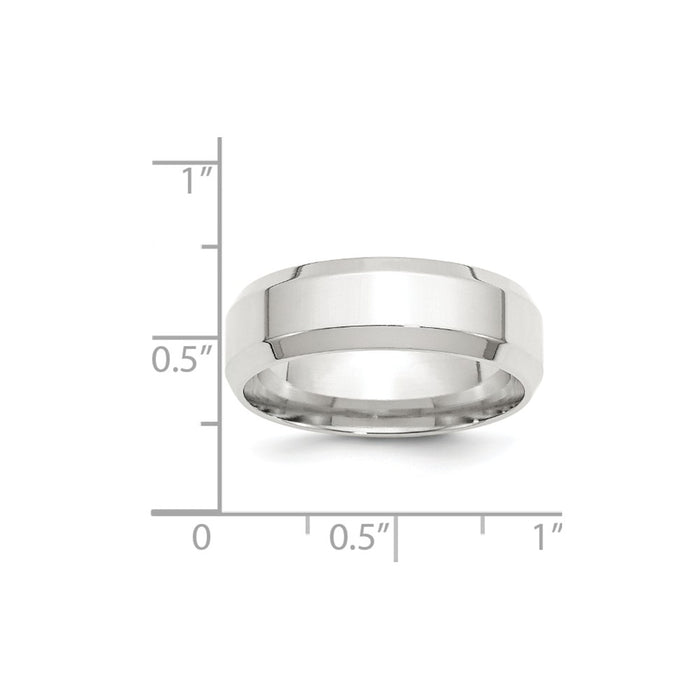 925 Sterling Silver, 7mm Bevel Edge Size 12 Wedding Band