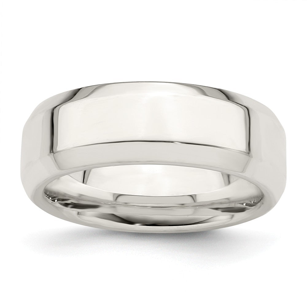 925 Sterling Silver, 7mm Bevel Edge Size 11.5 Wedding Band