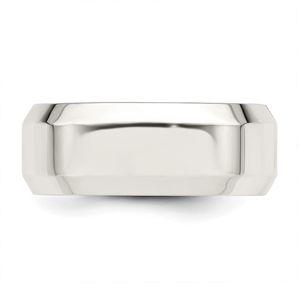 925 Sterling Silver, 8mm Bevel Edge Size 13 Wedding Band