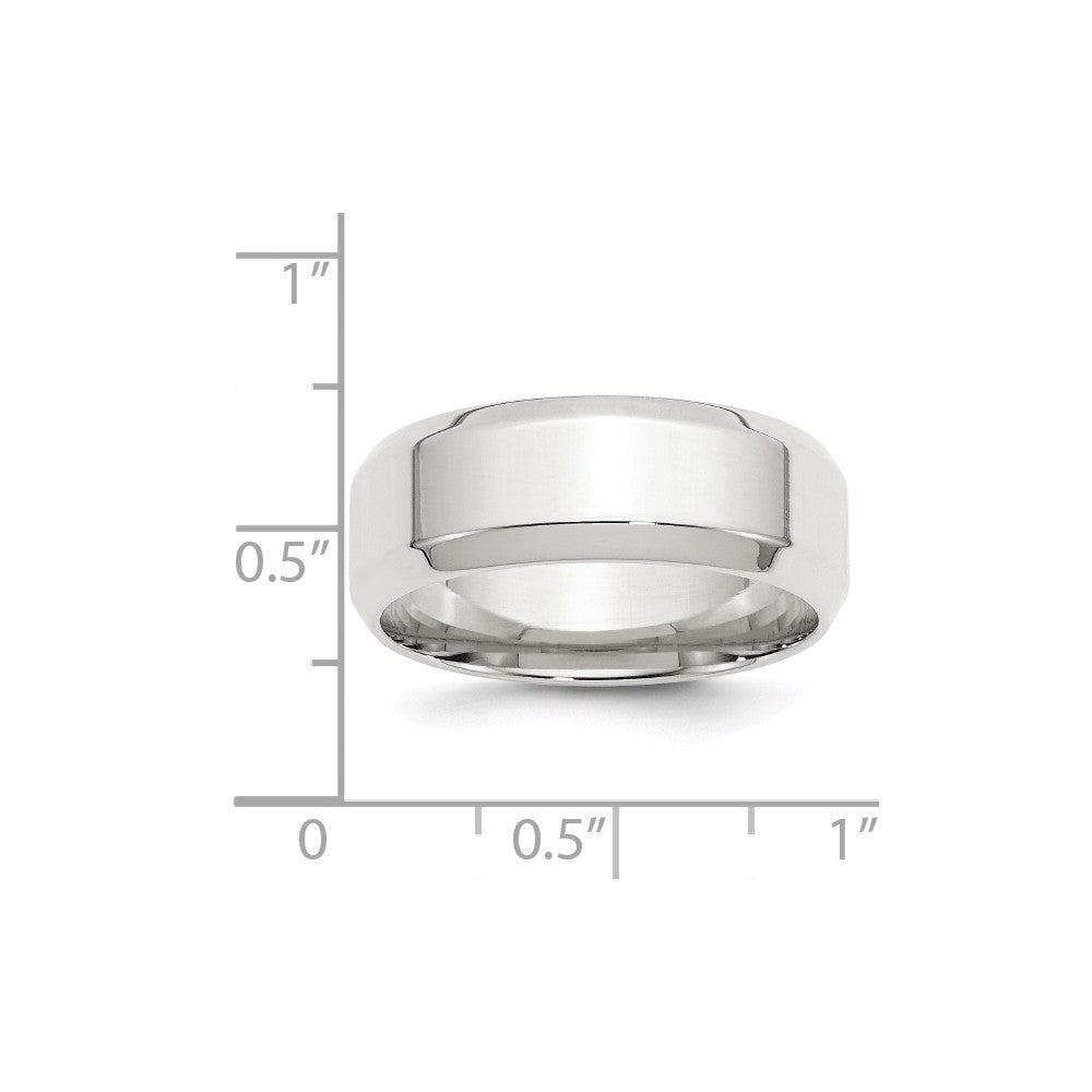 925 Sterling Silver, 8mm Bevel Edge Size 6 Wedding Band