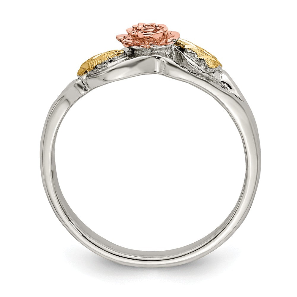 925 Sterling Silver & 12k Rose Ring, Size: 8