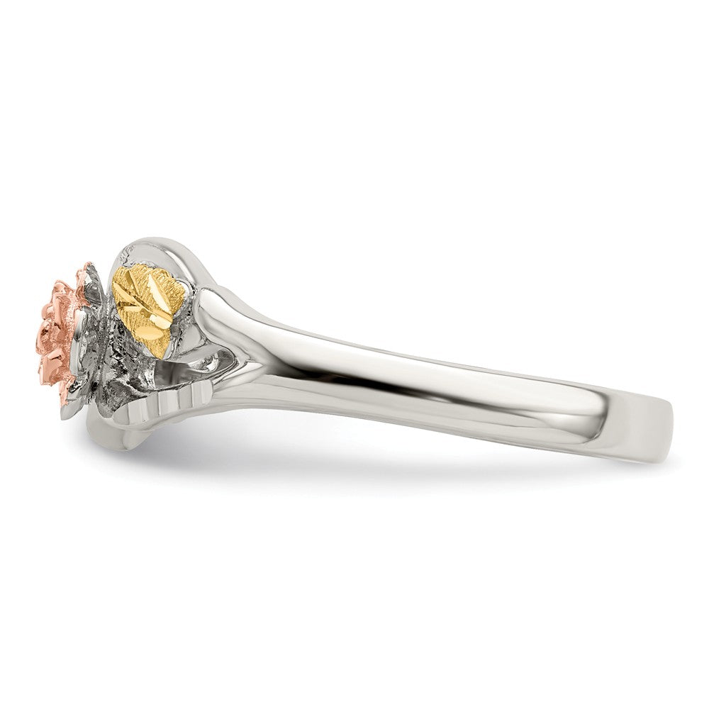 925 Sterling Silver & 12k Rose Ring, Size: 6