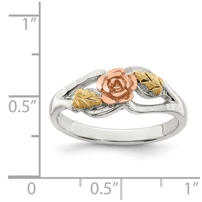 925 Sterling Silver & 12k Rose Ring, Size: 8