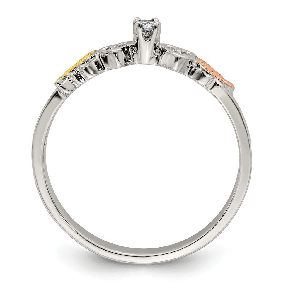 925 Sterling Silver & 12k Heart Diamond Ring, Size: 6