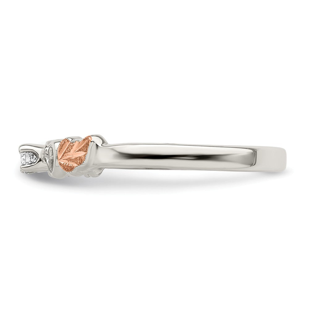 925 Sterling Silver & 12k Heart Diamond Ring, Size: 6