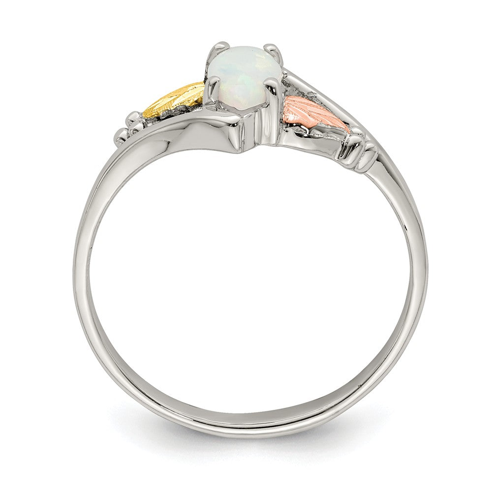 925 Sterling Silver & 12k Created Opal Ring, Size: 7