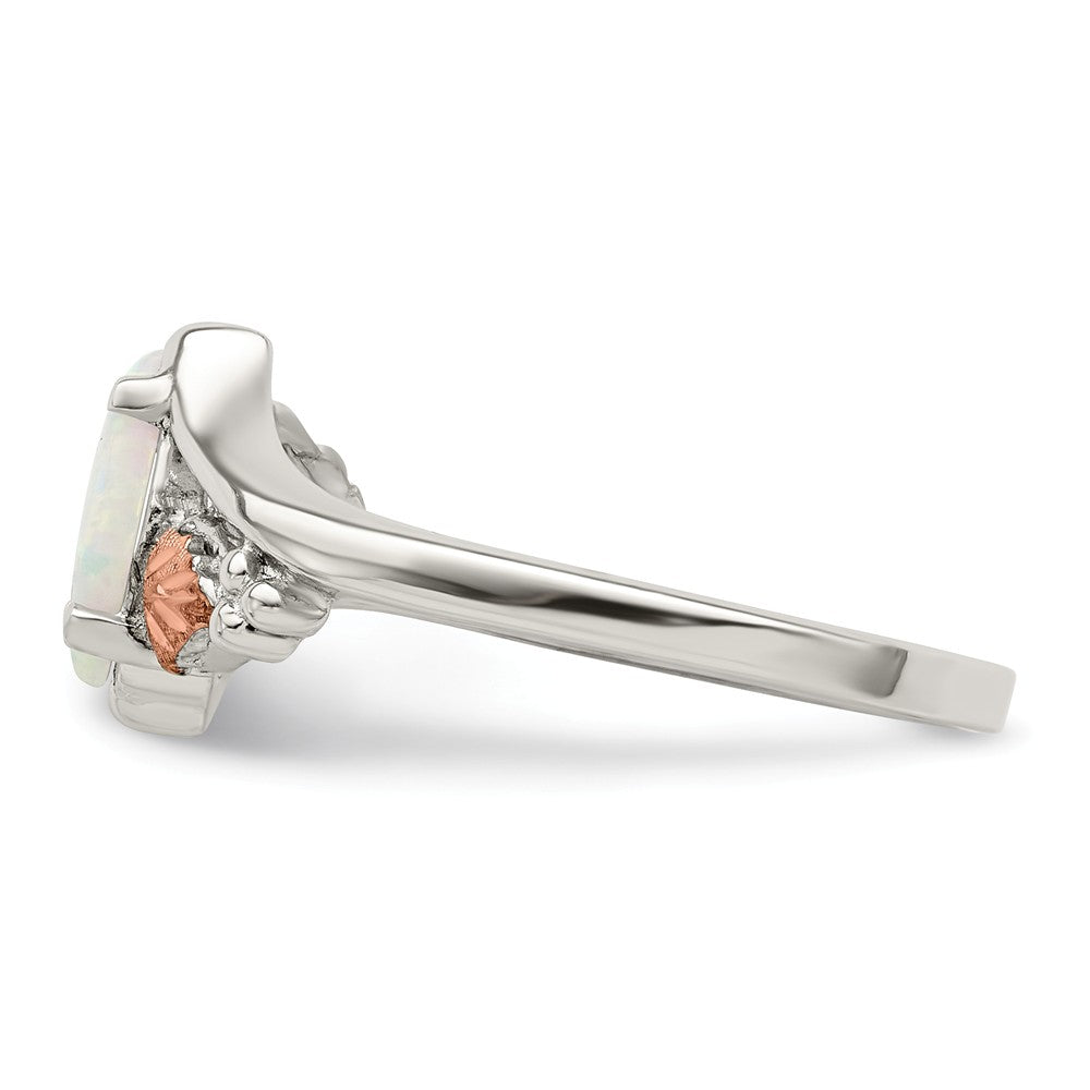 925 Sterling Silver & 12k Created Opal Ring, Size: 6
