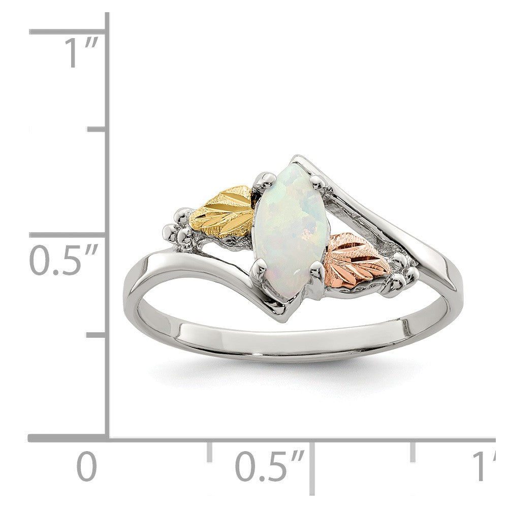 925 Sterling Silver & 12k Created Opal Ring, Size: 7