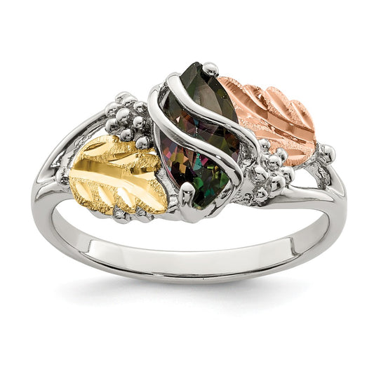 925 Sterling Silver & 12k Mystic Fire Topaz Ring, Size: 7