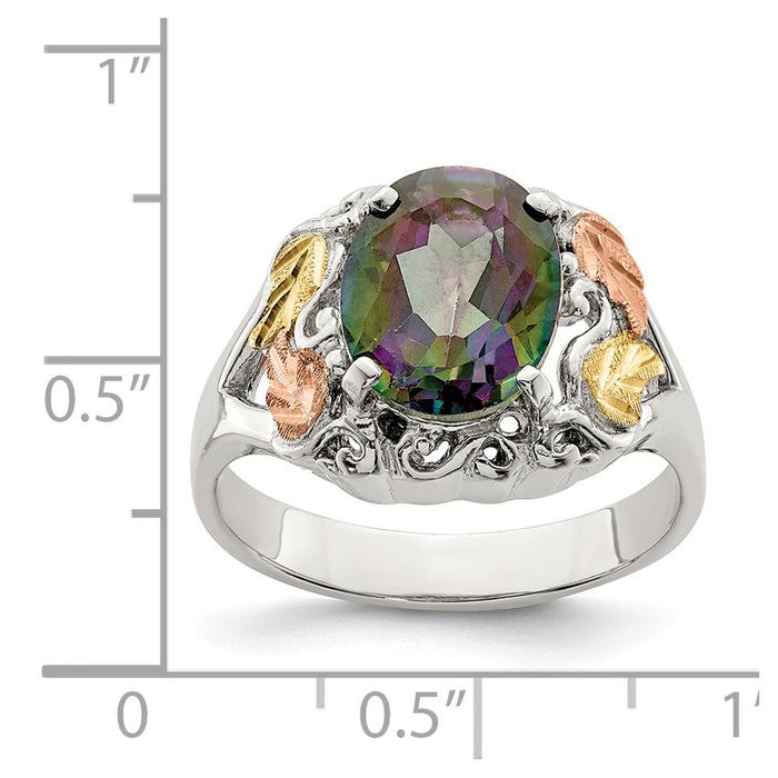 925 Sterling Silver & 12k Mystic Fire Topaz Ring, Size: 7