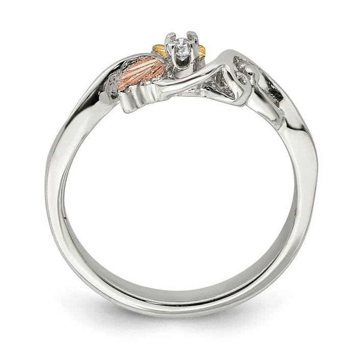 925 Sterling Silver & 12k Diamond Ring, Size: 7