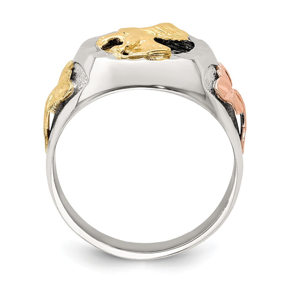 925 Sterling Silver & 12k Antiqued Eagle Men's Ring, Size: 10