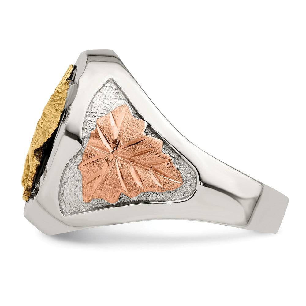925 Sterling Silver & 12k Antiqued Eagle Men's Ring, Size: 11