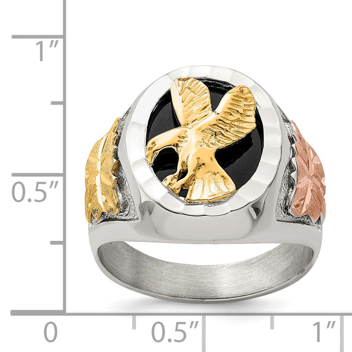 925 Sterling Silver & 12k Antiqued Eagle Men's Ring, Size: 9