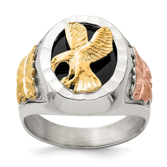 925 Sterling Silver & 12k Antiqued Eagle Men's Ring, Size: 9