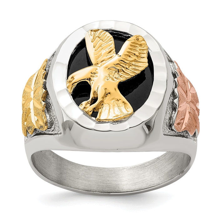925 Sterling Silver & 12k Antiqued Eagle Men's Ring, Size: 11