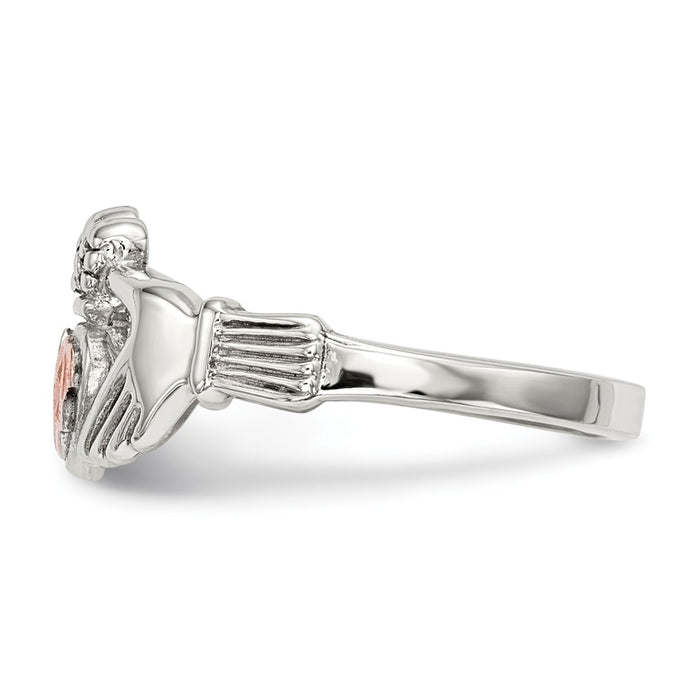 925 Sterling Silver & 12k Accents Claddagh Ring, Size: 7