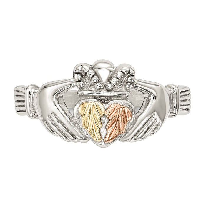 925 Sterling Silver & 12k Accents Claddagh Ring, Size: 7