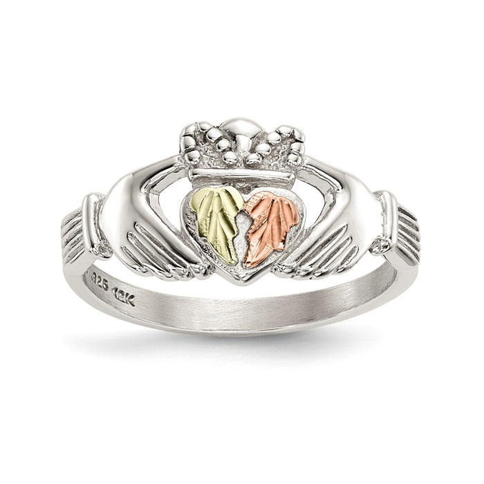 925 Sterling Silver & 12k Accents Claddagh Ring, Size: 7