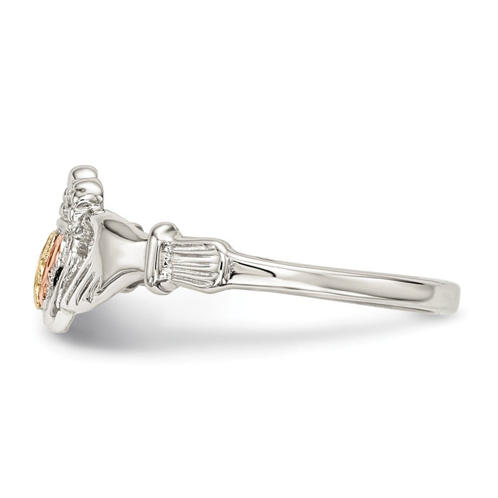 925 Sterling Silver & 12k Accents Claddagh Ring, Size: 7