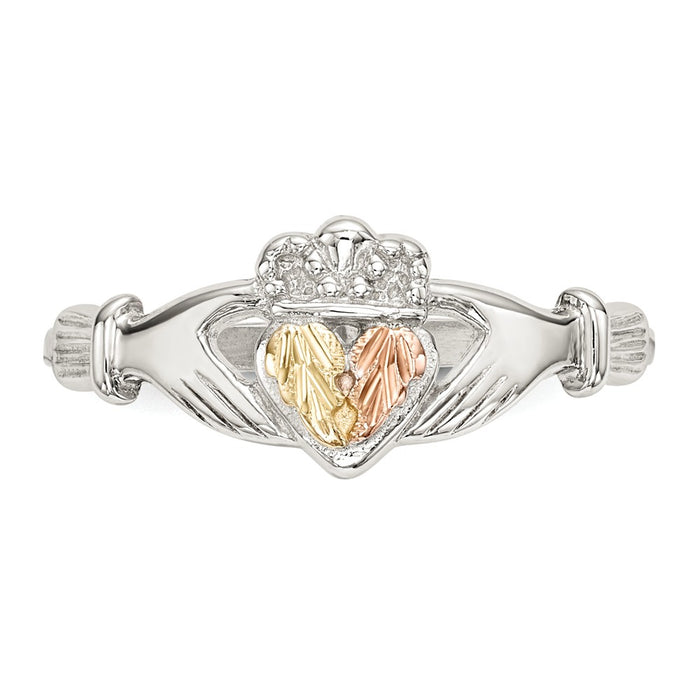 925 Sterling Silver & 12k Accents Claddagh Ring, Size: 7