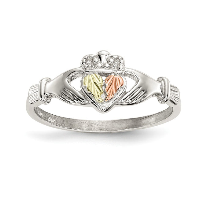 925 Sterling Silver & 12k Accents Claddagh Ring, Size: 7