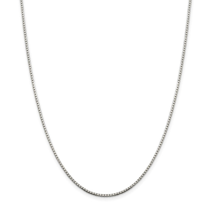 Million Charms 925 Sterling Silver 1.5mm 8 Sided Diamond Cut Box Chain, Chain Length: 30 inches