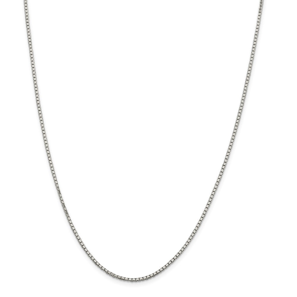 Million Charms SS Rhodium-plated 1.7mm Diamond-cut Box Chain w/2in ext. Box Chain, Chain Length: 18 inches