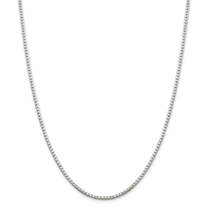 Million Charms 925 Sterling Silver 2.0mm Diamond-cut Box Chain, Chain Length: 16 inches