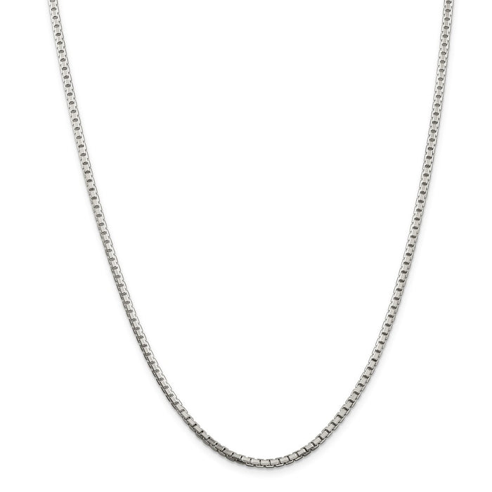 Million Charms 925 Sterling Silver 2.5mm Diamond-cut Box Chain, Chain Length: 16 inches