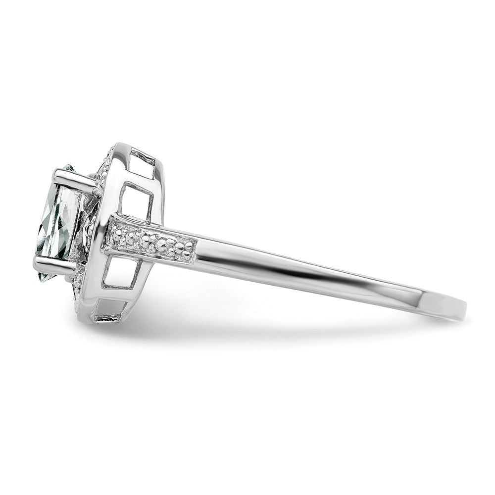 925 Sterling Silver Rhodium-plated Diamond & White Topaz Ring, Size: 8