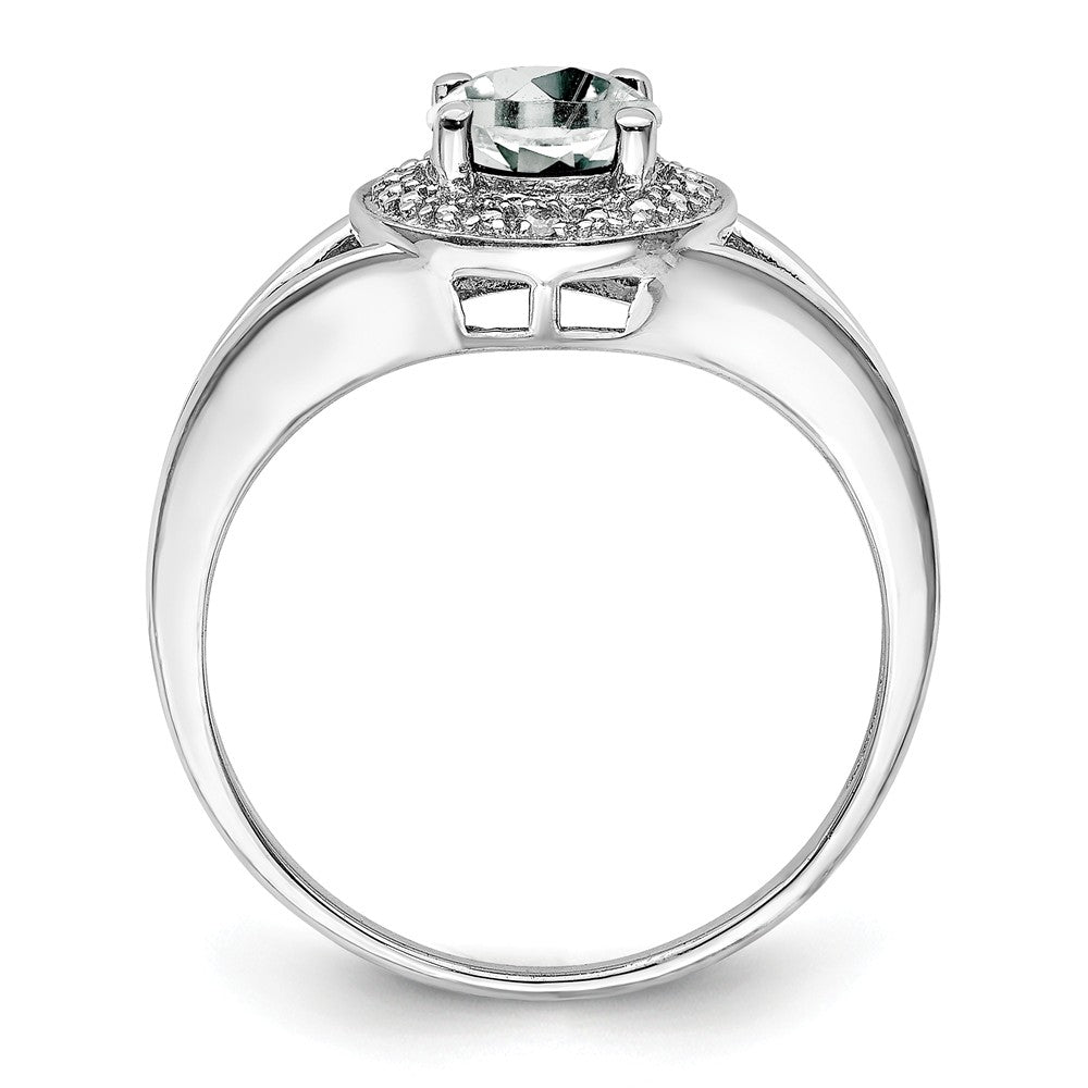 925 Sterling Silver Rhodium-plated Diamond & White Topaz Ring, Size: 6