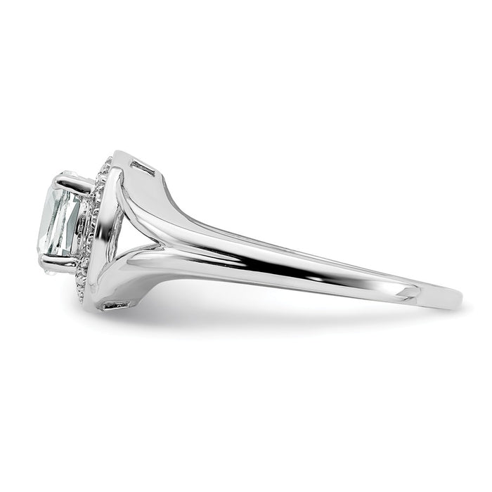 925 Sterling Silver Rhodium-plated Diamond & White Topaz Ring, Size: 5