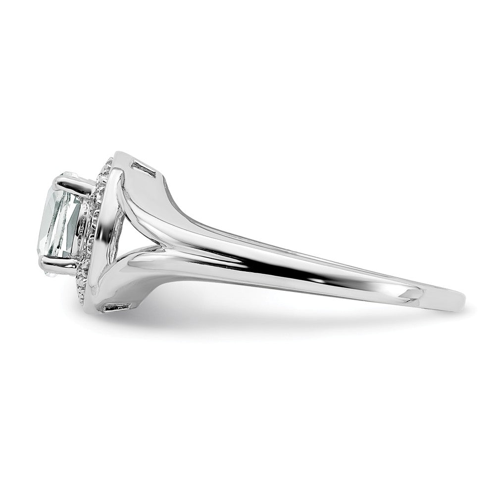 925 Sterling Silver Rhodium-plated Diamond & White Topaz Ring, Size: 10