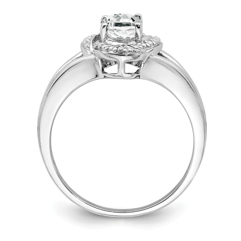 925 Sterling Silver Rhodium-plated Diamond & White Topaz Ring, Size: 6