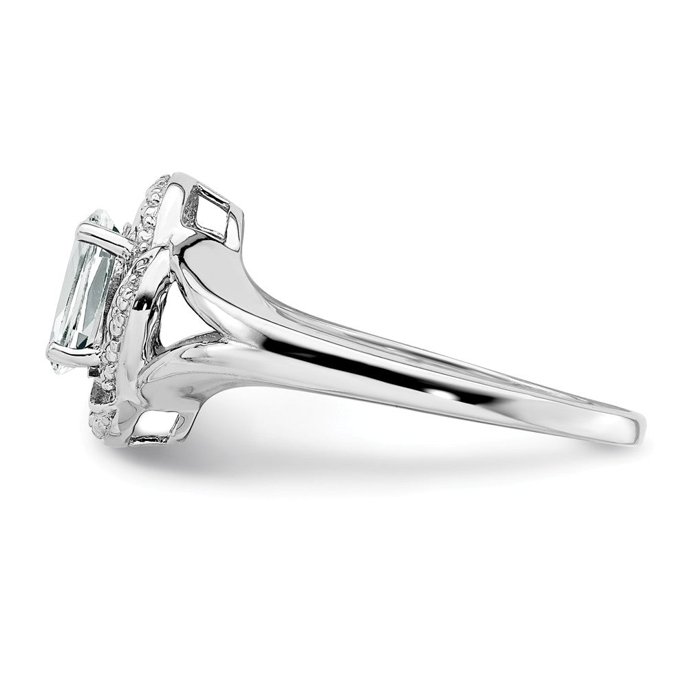 925 Sterling Silver Rhodium-plated Diamond & White Topaz Ring, Size: 7