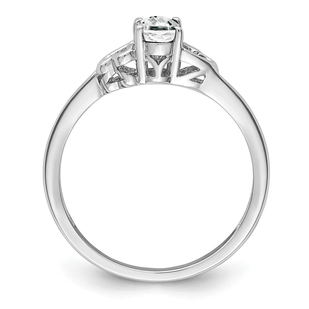 925 Sterling Silver Rhodium-plated White Topaz Ring, Size: 7