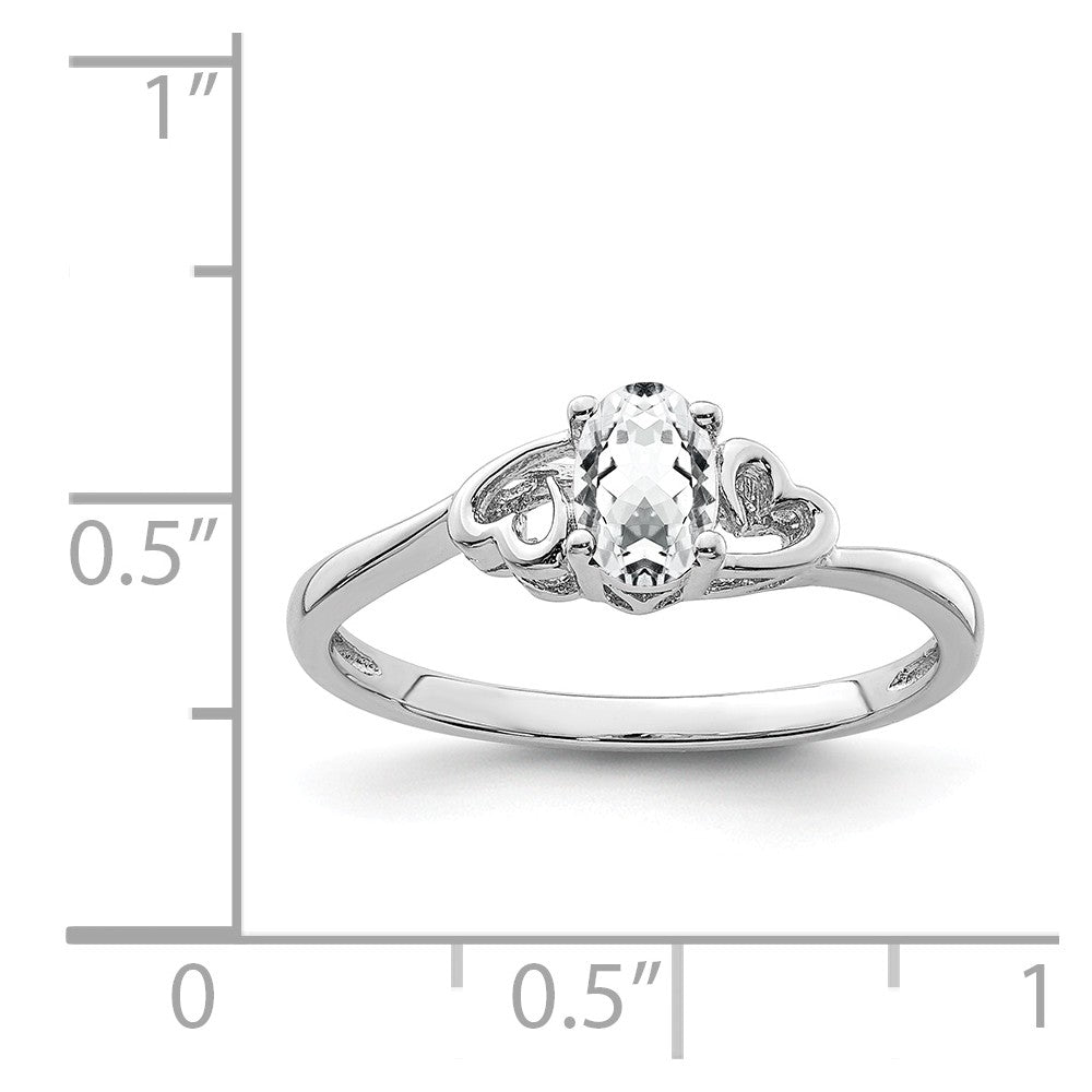 925 Sterling Silver Rhodium-plated White Topaz Ring, Size: 10