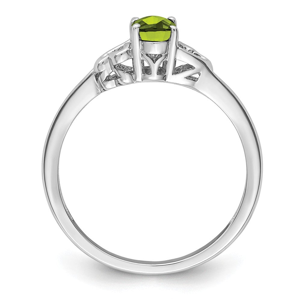 925 Sterling Silver Rhodium-plated Peridot Ring, Size: 10