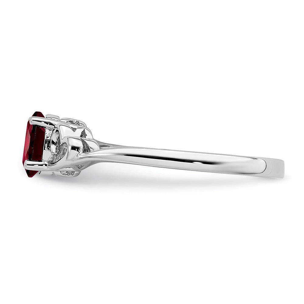 925 Sterling Silver Rhodium-plated Garnet Ring, Size: 6
