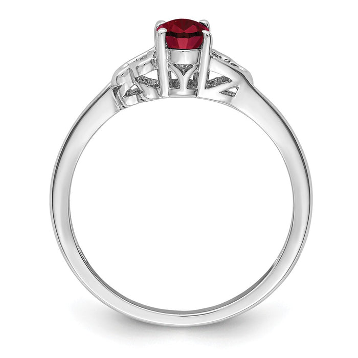 925 Sterling Silver Rhodium-plated Created Ruby Ring, Size: 7