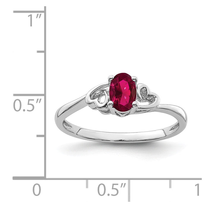 925 Sterling Silver Rhodium-plated Created Ruby Ring, Size: 10