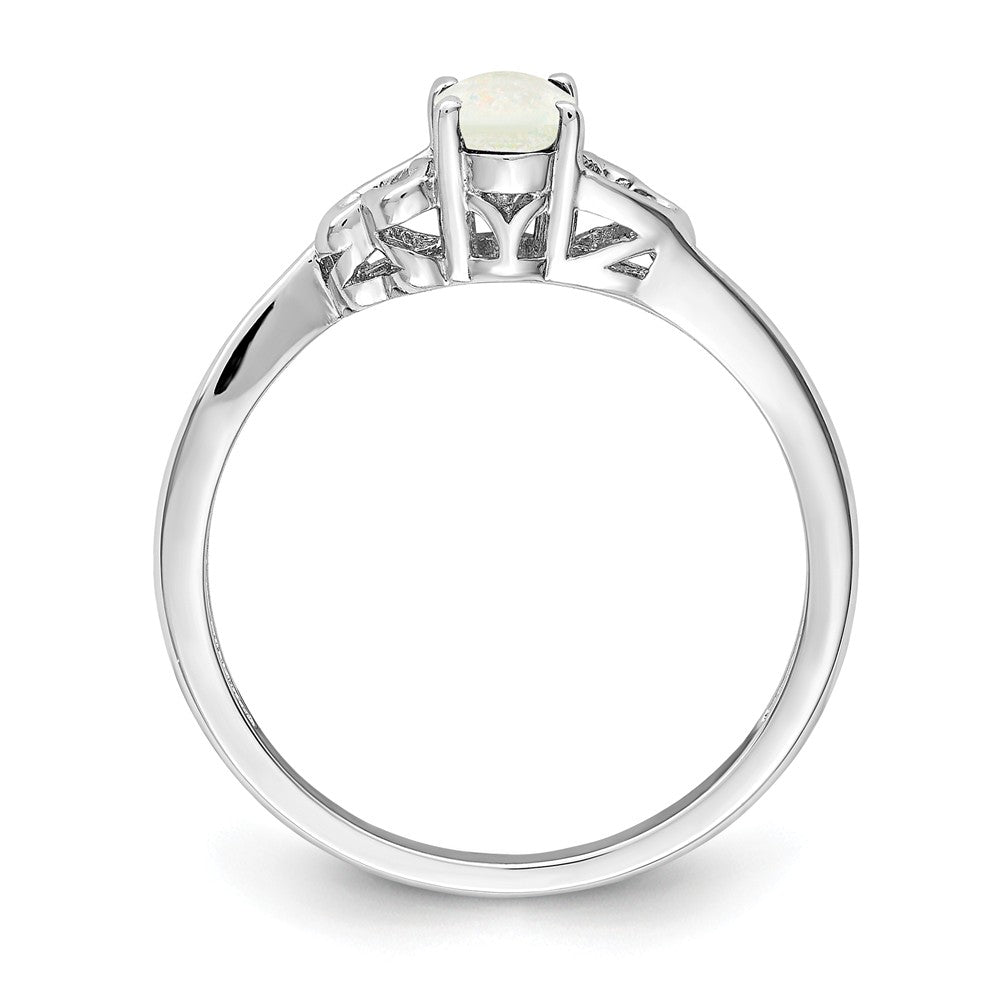 925 Sterling Silver Rhodium-plated Created Opal Ring, Size: 6